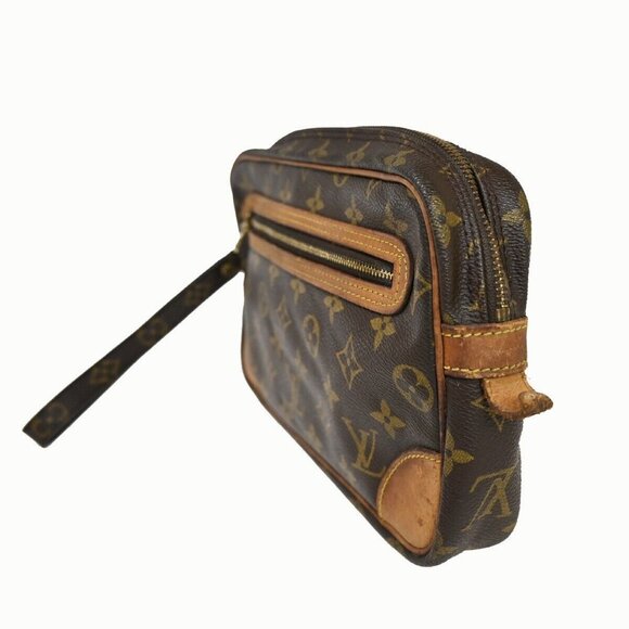 LOUIS VUITTON Marly Dragonne GM Clutch Hand Bag Monogram Brown - Picture 7 of 13